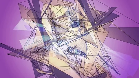 Beautiful Abstract Violet Polygonal Surface Moving In 3d Animation. Bright Tr 動画素材 82453600