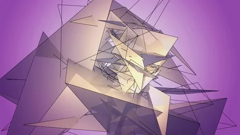 Beautiful Abstract Violet Polygonal Surface Moving In 3d Animation. Bright Tr Stock Footage 82453641