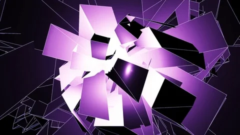 Beautiful Abstract Violet Polygonal Surface Moving In 3d Animation. Dark Tria Video stock 82481963