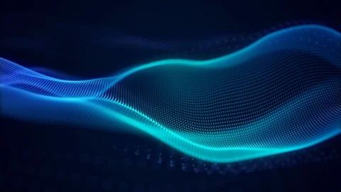 Beautiful abstract wave technology background with blue light digital effect cor Stock Footage