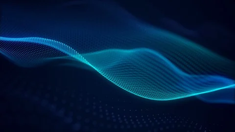 Beautiful abstract wave technology background with blue light digital effect cor Stock Footage 113333272