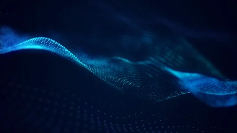 Beautiful abstract wave technology background with blue light digital effect cor Stock Footage 113333637