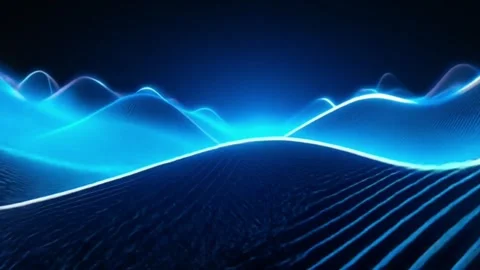 Beautiful abstract wave technology background with blue light digital effect Stock Footage 280720537