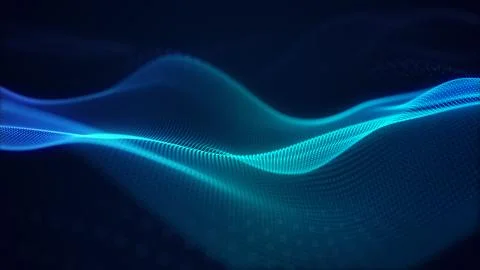 Beautiful abstract wave technology background with blue light digital effect  Stock Photos
