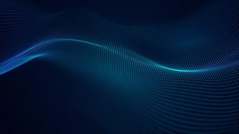 Beautiful abstract wave technology background with blue light digital effect  Stock Photos