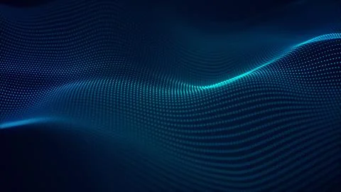Beautiful abstract wave technology background with blue light digital effect  Stock Photos