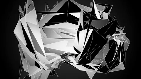 Beautiful Abstract White And Black Polygonal Surface Moving In 3d Animation.  Stock Footage 82535761