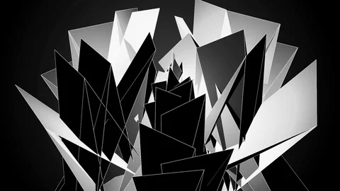 Beautiful Abstract White And Black Polygonal Surface Moving In 3d Animation.  動画素材 82545921