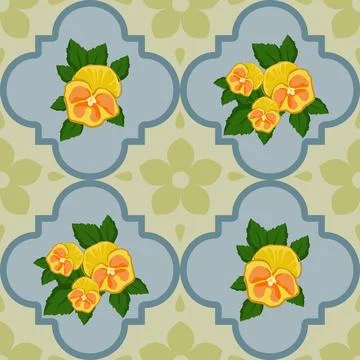 Beautiful abstract yellow pansy pattern design great lovely textile pattern Illustrazione stock