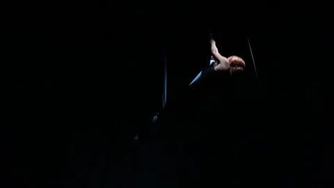 Beautiful acrobatic movements in aero yoga Stock Footage
