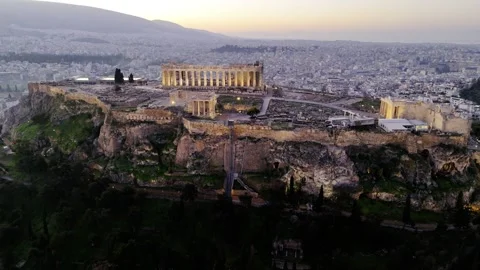 Beautiful Acropolis in Greece. Night drone shots Stock Footage 299625820
