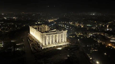 Beautiful Acropolis in Greece. Night drone shots Stock Footage 299625858