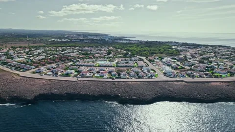 Beautiful aerial drone view of Cala en Bosc and Cap d'Artrutx towns on Menorca. Stock Footage 219570202
