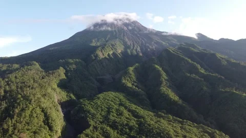 Beautiful Aerial Footage of Mount Merapi, Yogyakarta Stock Footage 194670905