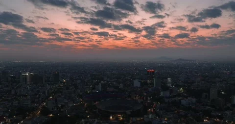 Beautiful aerial hyperlapse view of modern urban Mexico City, at sunset Video stock 236706216