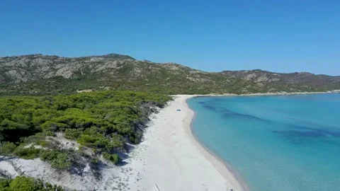 Beautiful aerial images of Corsica's pristine white beaches Stock Footage