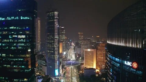 Beautiful aerial Jakarta skyline with night lights Vidéo 109484315