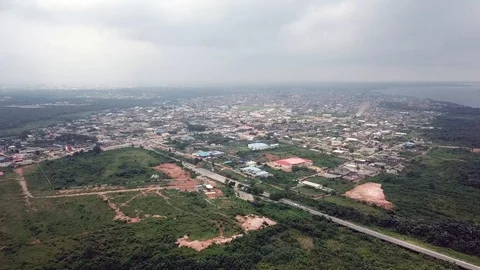 Beautiful aerial landscape view of Epe Lagos Nigeria Stock Footage 113765273