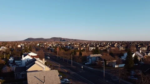 Beautiful Aerial Mountain Suburbs Stock Footage