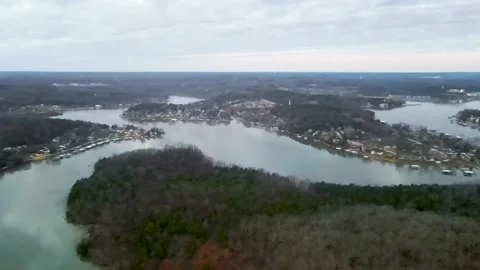 Beautiful Aerial Panning View of the Lake of the Ozarks Reservoir Stock Footage