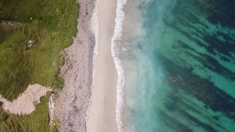 Beautiful Aerial shot of Scottish beach in summer Stock Footage