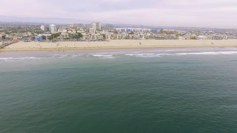 Beautiful Aerial shot of Venice Beach, California from the Ocean Stock Footage 88519680