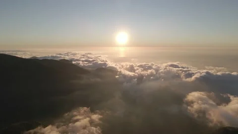 Beautiful aerial view above the clouds on sunset. Gomismta, Georgia Stock-Footage 148754861