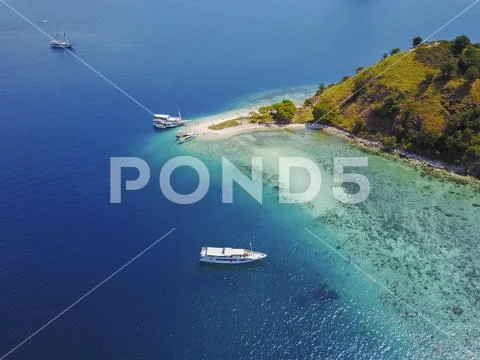 Beautiful aerial view of Gili Laba island, Flores, Indonesia. Stock Photos