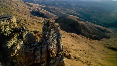 Beautiful aerial view of the high cliffs. Stock Footage 240844679