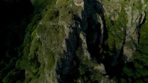 Beautiful aerial view of high cliffs in the Caucasus mountains. Stock Footage 240954723