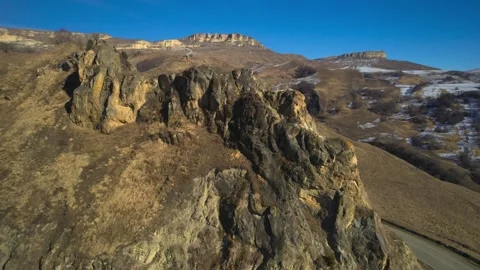 Beautiful aerial view of high cliffs in the Caucasus mountains. Stock Footage 240999708