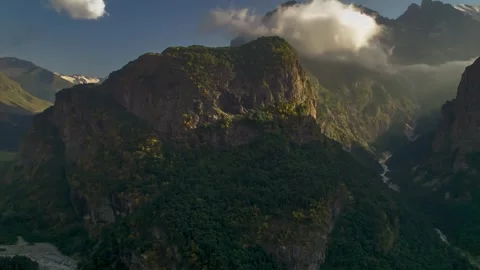 Beautiful aerial view of high cliffs in the Caucasus mountains. Stock Footage 241317180