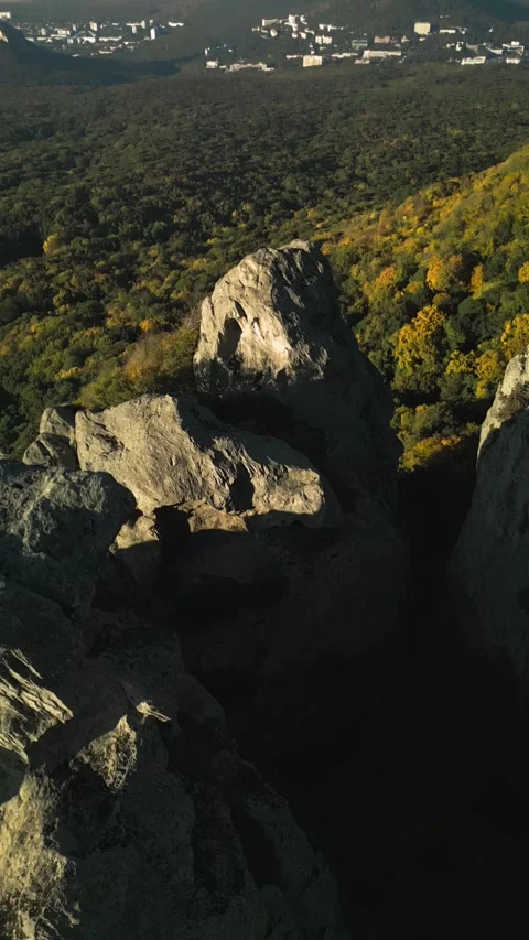 Beautiful aerial view of high cliffs. Stock Footage 295540351