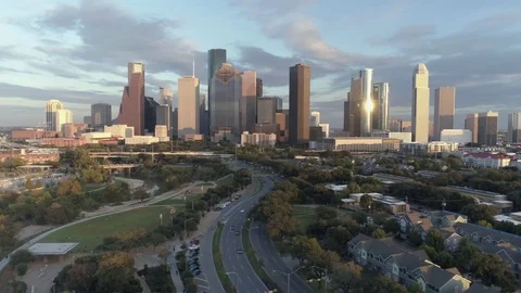 Beautiful Aerial view of Houston downtown skyline Stock Footage