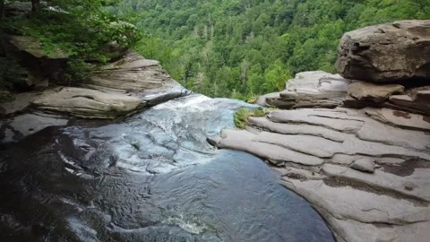 Beautiful aerial view of Kaaterskill Falls cascade in summer Stock Footage 137269111