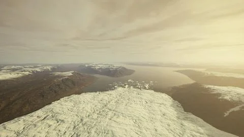 Beautiful Aerial view of the massive Glacier in Iceland and its lagoon Stock Illustration