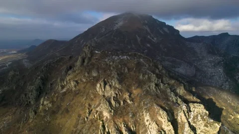 Beautiful aerial view of the mountain cliffs on Mount Beshtau Stock Footage 170522331