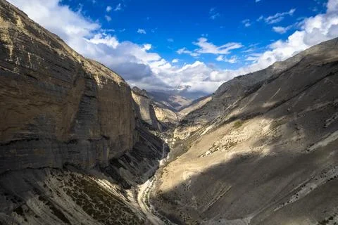 Beautiful aerial view of the mountain gorge. Stock Photos