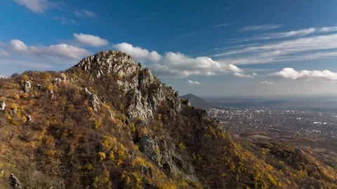 Beautiful aerial view of a mountain plateau of high cliffs in a mountainous area Stock Footage 291951753