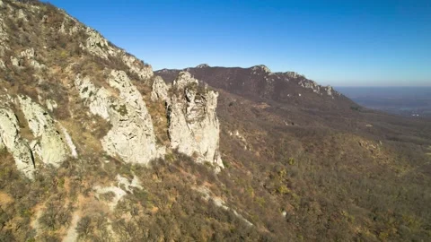 Beautiful aerial view of a mountain range with picturesque rocks. Stock Footage 263263262