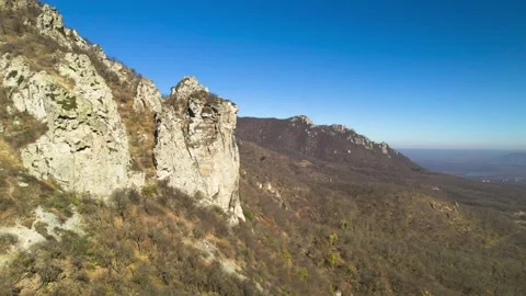 Beautiful aerial view of a mountain range with picturesque rocks. Stock Footage 263263282
