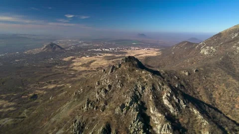 Beautiful aerial view of a mountain range with picturesque rocks. Stock Footage 263326675