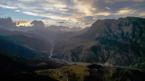 Beautiful aerial view of a mountain range with picturesque rocks. Stock Footage 263377613