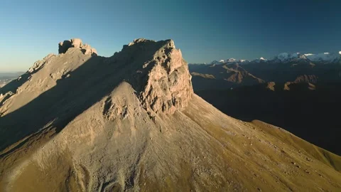 Beautiful aerial view of a mountain range with high cliffs. Stock Footage 293947092