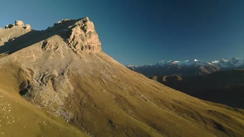 Beautiful aerial view of a mountain range with high cliffs. Stock Footage 293947107