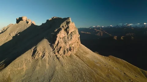 Beautiful aerial view of a mountain range with high cliffs. Stock Footage 293947113