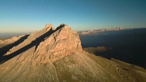 Beautiful aerial view of a mountain range with high cliffs. Stock Footage 293947189