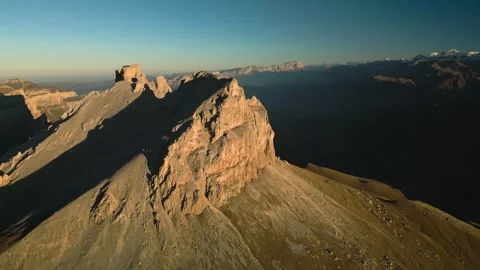 Beautiful aerial view of a mountain range with high cliffs. Stock Footage 293947200