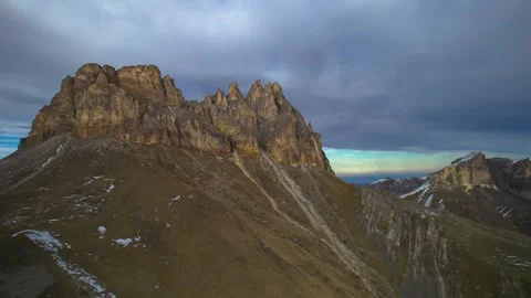 Beautiful aerial view of a mountain range with high cliffs. Stock Footage 293947279