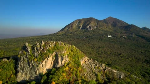 Beautiful aerial view of a mountain range with high cliffs. Stock Footage 293947478